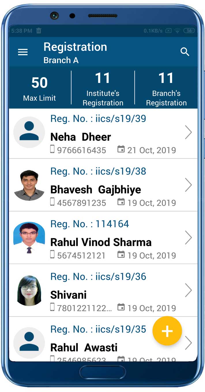Add Registered student list